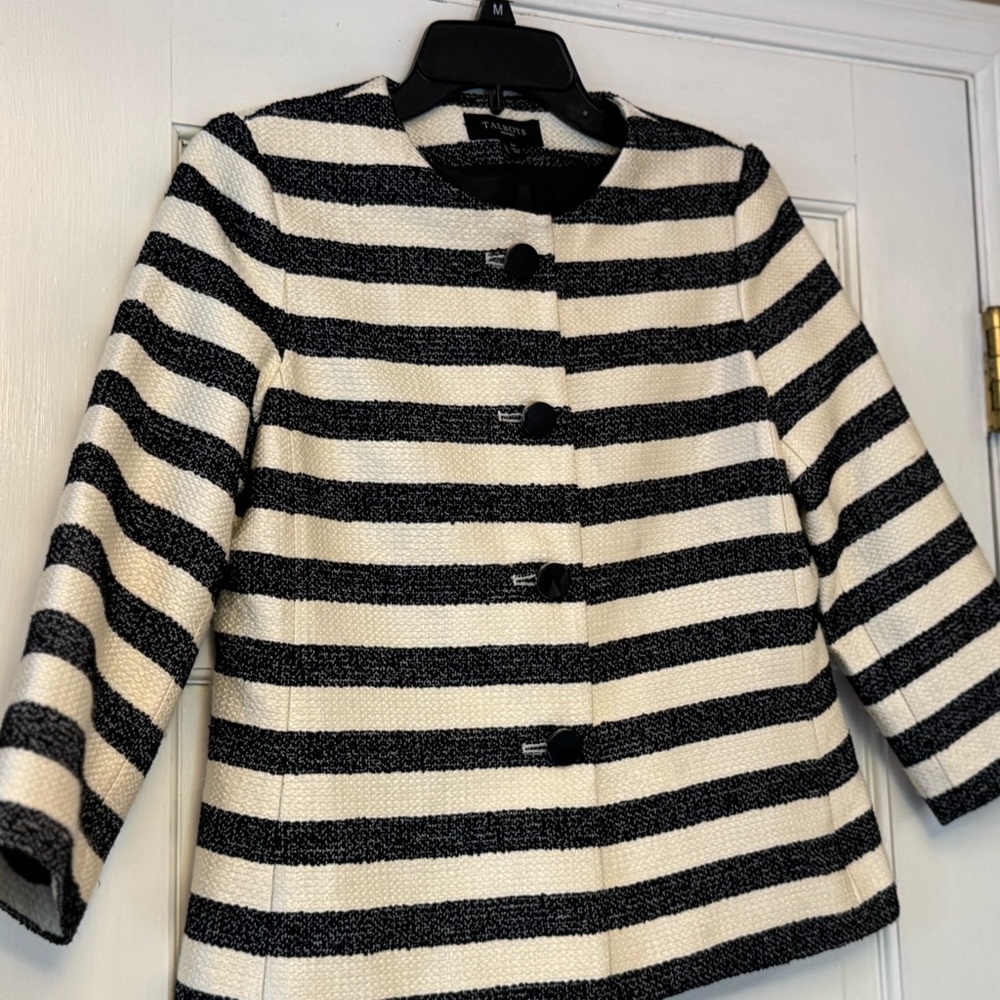 Talbots Black and White Striped‎ Blazer